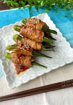 豚こまで巻く！オクラのコクうま照り焼き-レシピのメイン写真