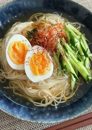 簡単さっぱり！そうめんで作るキムチ冷麺-レシピのメイン写真