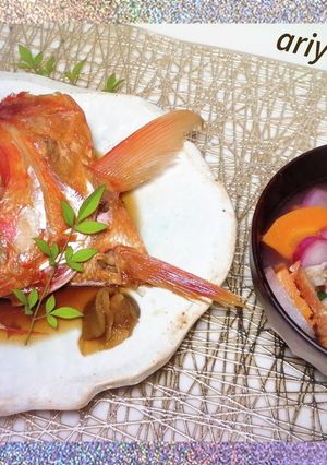 基本の煮魚 金目鯛の兜煮&アラ汁-レシピのメイン写真