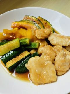 夏野菜と鶏胸肉の焼き浸し-レシピのメイン写真