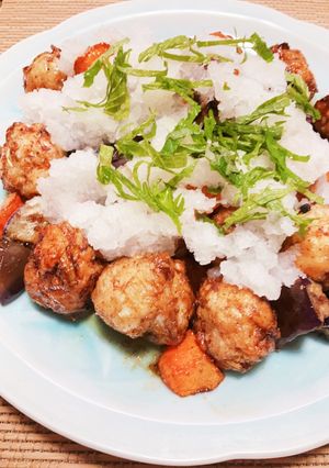 鶏団子と野菜の揚げびたし☆みぞれあえ-レシピのメイン写真