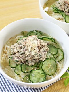 栄養満点!鯖缶で冷やしそうめん-レシピのメイン写真