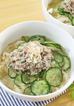 栄養満点！鯖缶で冷やしそうめん-レシピのメイン写真