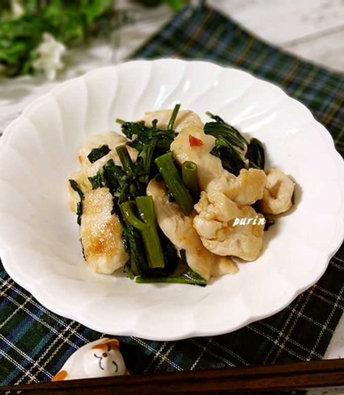 ご飯が進む♪空芯菜と鶏胸肉のピリ辛炒め-レシピのメイン写真