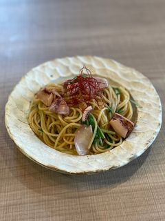 【ワンパン】イカと水菜のペペロンチーノ-レシピのメイン写真
