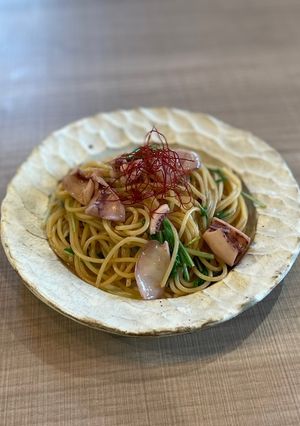 【ワンパン】イカと水菜のペペロンチーノ-レシピのメイン写真