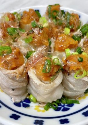 豚バラねぎ巻き(梅肉乗せ)-レシピのメイン写真