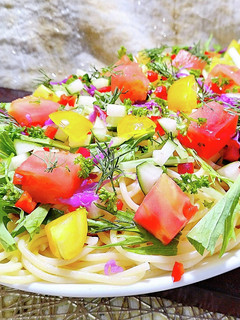 彩りサラダの冷製パスタ-レシピのメイン写真