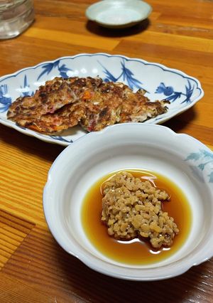 もちもちチヂミ、中華なっとうダレ-レシピのメイン写真