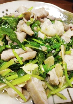 もつとほうれん草のにんにく炒め-レシピのメイン写真