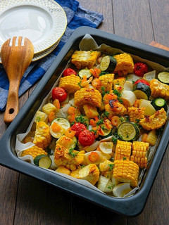 オーブンにお任せ!夏野菜と魚介のグリル-レシピのメイン写真