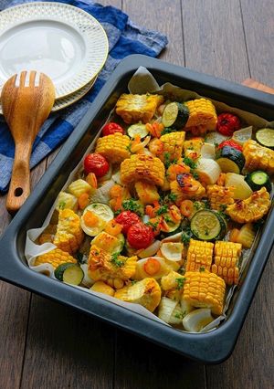 オーブンにお任せ！夏野菜と魚介のグリル-レシピのメイン写真