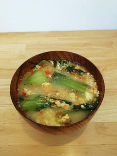 チンゲン菜と卵のかんたん味噌汁-レシピのメイン写真