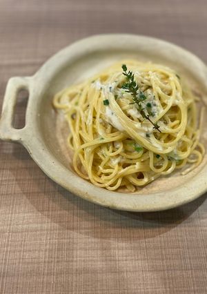 【ワンパン】ねぎと帆立のクリームパスタ-レシピのメイン写真