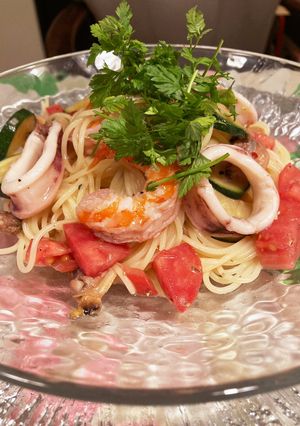旨み濃い、楽ちん冷製シーフードパスタ♪-レシピのメイン写真