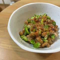 รูปของ 生ピーマンの納豆和え