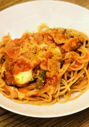 なすべーコンモッツァレラのトマトパスタ-レシピのメイン写真