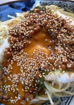 納豆とめかぶのとろろんパスタ-レシピのメイン写真