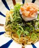 九条ねぎたっぷり野沢菜ちりめんたらこスパ