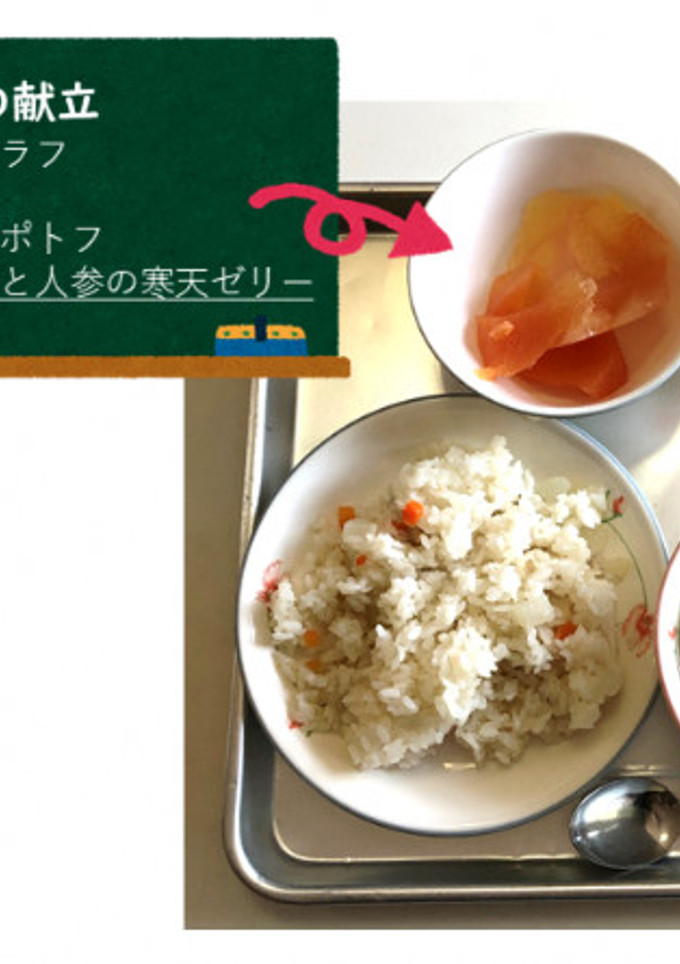 【学校給食】りんごと人参の寒天ゼリー-レシピのメイン写真