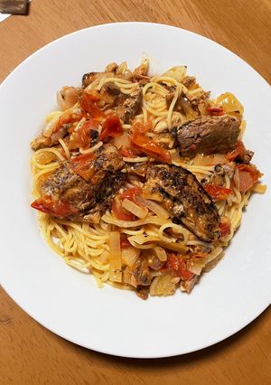 さんまとトマトのパスタ-レシピのメイン写真