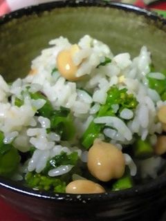 菜の花とお豆の混ぜご飯-レシピのメイン写真
