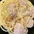 鶏肉とキャベツのクリームパスタ
