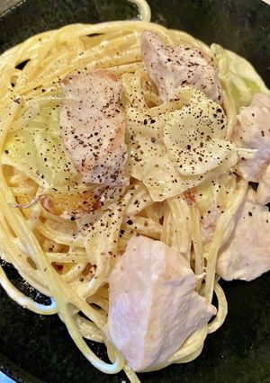 鶏肉とキャベツのクリームパスタ-レシピのメイン写真