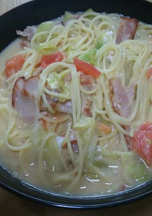 フライパンひとつ簡単★ＢＬＴスパゲティ★-レシピのメイン写真