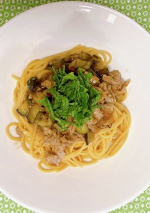 ナスとひき肉のアジアンパスタ-レシピのメイン写真