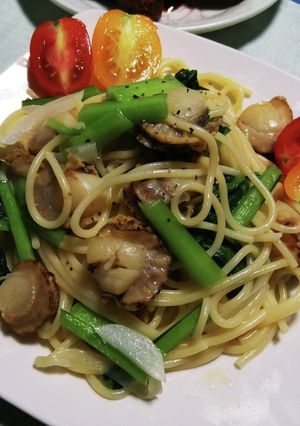 ベビーホタテと小松菜のパスタ-レシピのメイン写真