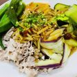 夏野菜ととうふのえのきあんかけ