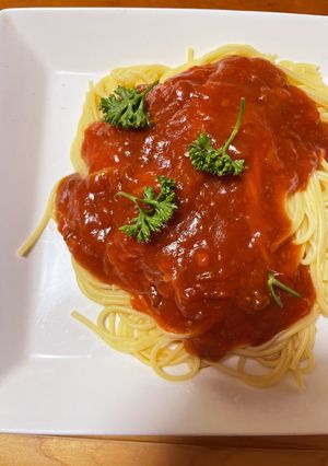 パセリとミートソースパスタ-レシピのメイン写真