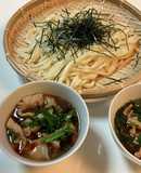 暑い日の昼飯は豚ニラつけうどん