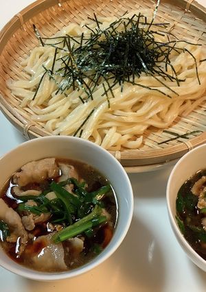暑い日の昼飯は豚ニラつけうどん-レシピのメイン写真