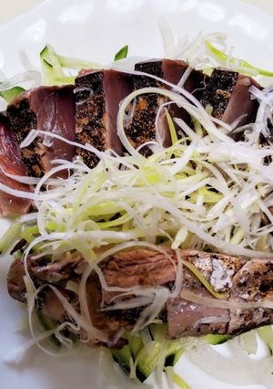 鰹のタタキ♪浸けだれはマヨネーズとポン酢-レシピのメイン写真
