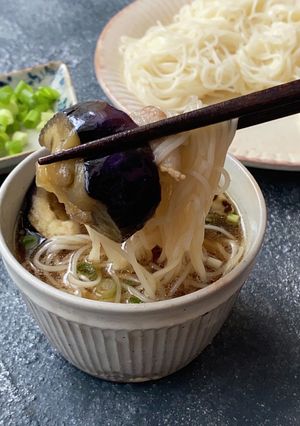 【勝ち確】豚バラとなすのつけだしそうめん-レシピのメイン写真