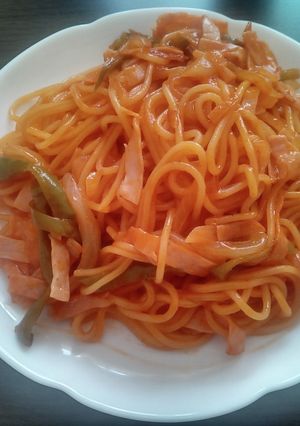 水漬けパスタでナポリタン-レシピのメイン写真