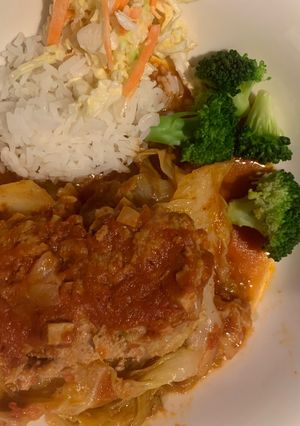 巻かないロールキャベツトマト煮、圧力鍋で-レシピのメイン写真
