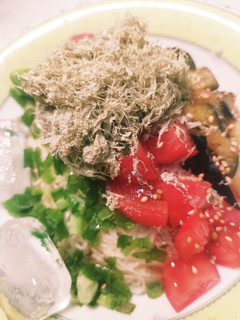 変わり素麺★とろろ昆布夏野菜素麺-レシピのメイン写真