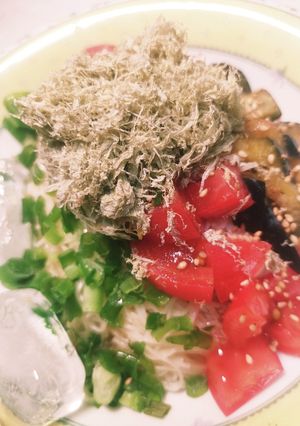 変わり素麺★とろろ昆布夏野菜素麺-レシピのメイン写真