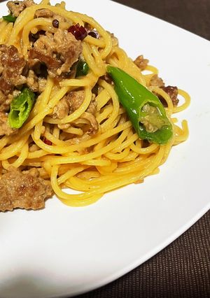 豚ひき肉と獅子唐の味噌スパゲッティ-レシピのメイン写真