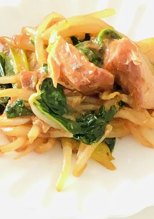 5分で出来る!小松菜ともやしの鯖缶炒め-レシピのメイン写真