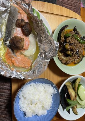 ♪サーモンのホイル焼き麻婆茄子♪-レシピのメイン写真