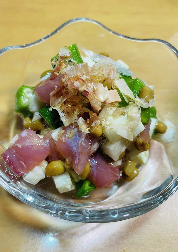 ぬめっサク！はまちとオクラの麺つゆ和え-レシピのメイン写真