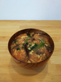 つるむらさきと卵のかんたん味噌汁-レシピのメイン写真