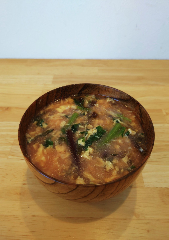 つるむらさきと卵のかんたん味噌汁-レシピのメイン写真