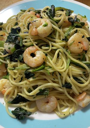 ほうれん草とむきエビの和風パスタ-レシピのメイン写真