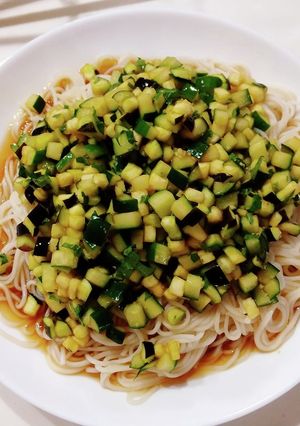 ナスときゅうりの簡単ぶっかけ素麺-レシピのメイン写真