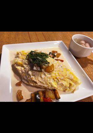 明太子×豆乳ソースがけオムライス-レシピのメイン写真